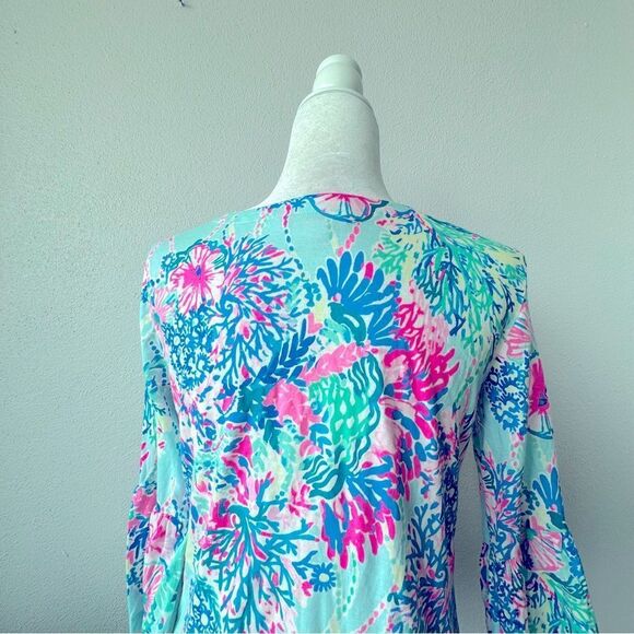 Lilly Pulitzer Ginger Top Floral Green V Neck SZ XXS NWOT - Picture 9 of 13